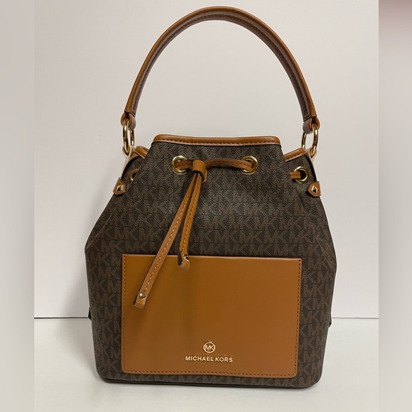 Michael kors Maeve bucket messenger bag purse brown acorn - Picture 3 of 12